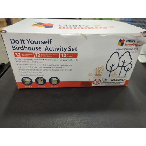 12 DIY Bird House Kits For Children to Build - Wood Birdhouse Kits for Kids to Paint - Unfinished Wood Bird Houses to Paint for Kids - Wood Craft Project Kits - Wooden Arts & Craft for Girls & Boys