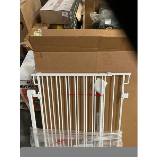 Babelio Baby Gate for Stairs, Kitchen & Doorways, No Bottom Bar| Easy Installation| One-Handed Operation| Auto-Close| Hardware Mount (Drill Needed) Safety Dog/Pet Gate Indoor (White)