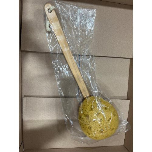 18'' Shower Body Brush Sea Sponge Long Wooden Handle Back Scrubber Bath Brush Gentle Exfoliating Lotion Applicator