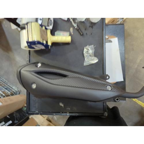 Mokuo Motorcycle Exhaust Assembly in Heavy Iron Material Compatible with Chinese GY6 125cc 150cc 4-Stroke Engine Scooter Moped RSZ 150cc,Xpro Bali 150