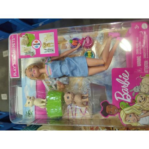 Barbie Play 'n Wash Pets Playset with 3 Color-Change Animals & 10 Toy Accessories, Blonde Fashion Doll with Blue Eyes