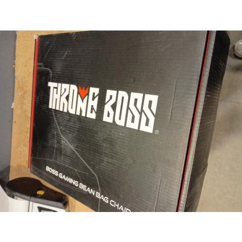 Throne Boss Gaming Bean Bag Chair Cover for Adults with High Back, Red – Large Floor Gaming Chair Cover, Easy to Clean Fabric, Large Pockets, Headphone Hanger, Requires 350 Liters Polystyrene Beans