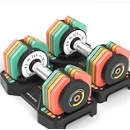 Adjustable Dumbbells Set 22.5LB Pair, 1-Sec Fast Adjustable 5 Free Weights, Premium Comfort Non-slip Metal Handle, Compact Size for Full Body Home Workout