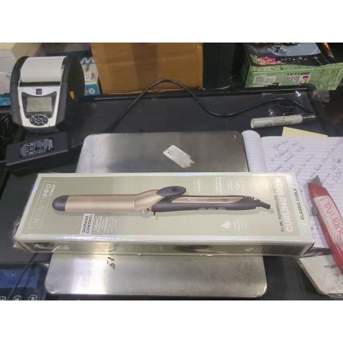 INFINITI PRO CONAIR Tourmaline Ceramic 1¼ Inch Curling Iron, 1¼-Inch Barrel Digital Hair Curler, Produces Loose Curls, 5 Heat Settings, For Use on Medium and Long Hair, Dark Grey