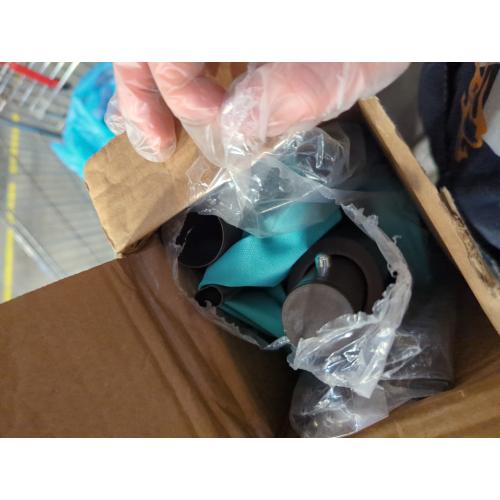 6.5' x 10' Rectangular Patio Umbrella Large Outdoor Market Umbrella w/UV Protection, Push Button Tilt and Crank Lift, Rectangle Table Umbrella for Garden, Deck, Pool, Patio, Aqua Blue