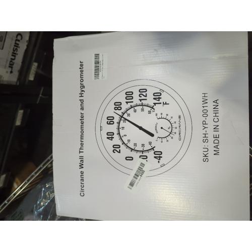 White 13.25 Circrane 13.25 Inch Round Thermometer with Hygrometer, Large Indoor Wall Patio Bimetal Weather Thermometer, No Battery Required, White