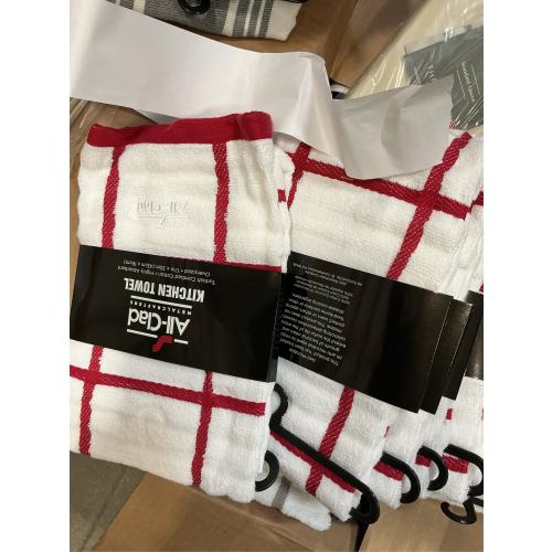 All-Clad Checked Kitchen Towel: Highly Absorbent, Super Soft Long Lasting - 100% Cotton, 17x30 Tea Towel for Cleaning & Drying Dishes, Pans, Glassware, or Countertops, (3-Pack), Chili