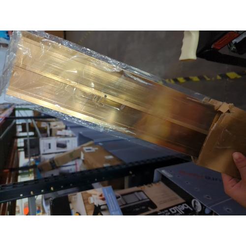 Aluminum Metal Door Threshold, Floor Transition Strip, 36'' L x 4'' W x 0.1'' H, Flat-Profile Threshold, Flooring Gaps Carpet Vinyl Wood, Stylish Doorway Transition Draft Protection (Gold)