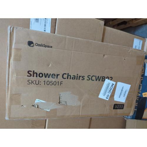 OasisSpace Bamboo Shower Bench, 24 Waterproof Shower Chair with Storage Shelf, Wood Spa Bath Organizer Seat Stool, Perfect for Indoor or Outdoor