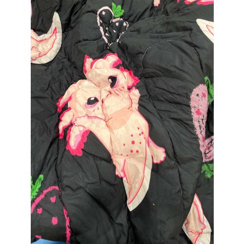 Cute Axolotl Bedding Set Twin Size,Pink Axolotl Strawberry Printed Comforter Sets Aesthetic Bedding for Kids Girls,Beach Coastal Animal Themed Comforter Sets with 2 Pillowcases.