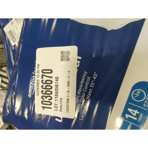 Amazon Basics Unisex Protective Underwear, Overnight Absorbency, Large, 14 Count, (1 Pack of 14)