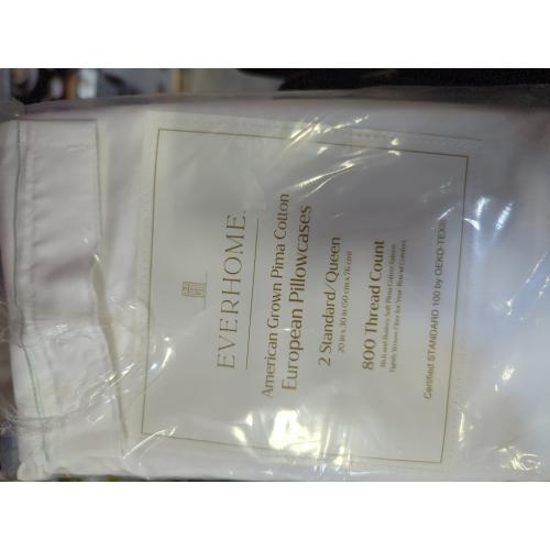 Everhome PimaCott Embroidered 800-Thread-Count Standard Pillowcases in White (Set of 2)