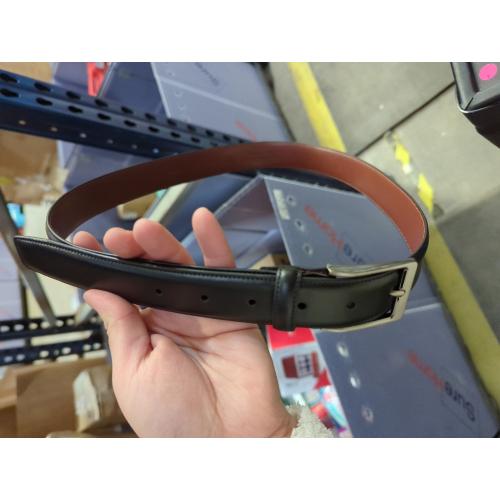 Perry Ellis Men's Portfolio Amigo Dress Belt, Leather, Stitched Edges, Metallic Buckle, 1.5 Width (Available in Big & Tall)