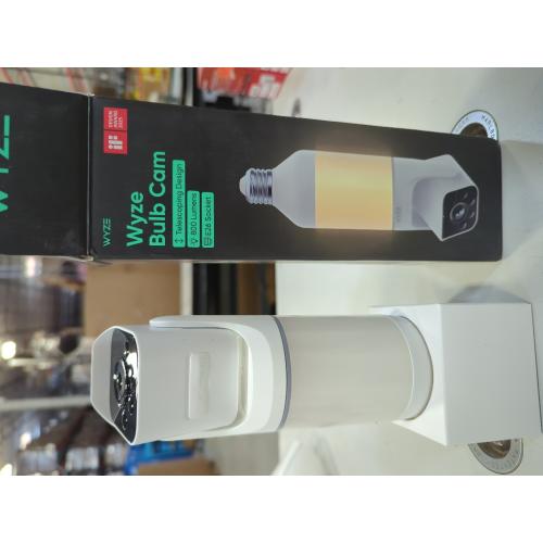 White Bulb Cam Plug-In, 2K Wireless HD Security Camera Outdoor Indoor Full Color Day and Night, Dimmable LED Bulb