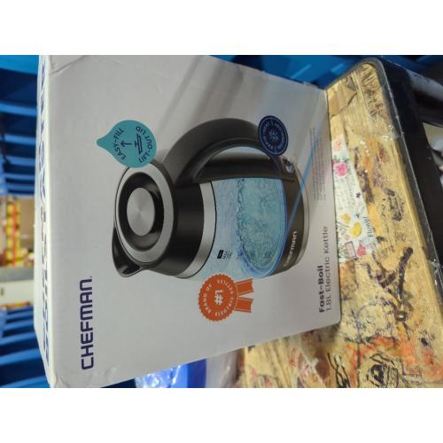 Chefman Electric Kettle, 1.8L 1500W, Hot Water Boiler, Removable Lid for Easy Cleaning, Auto Shut Off, Boil-Dry Protection, Stainless Steel Filter, BPA Free, Borosilicate Glass Electric Tea Kettle