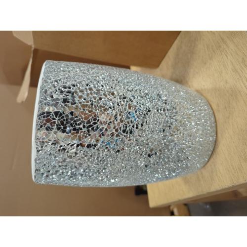 Modern Bathroom Trash Can Silver Mosaic Glass 5L | 7 x 10 | Luxury Waste Basket for Restroom, Bedroom, Office & Kitchen | Decorative Small Garbage Can | Silver Glitter Bathroom Accessories