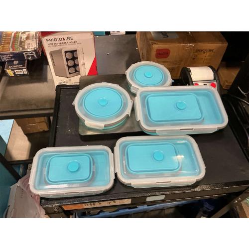 Collapsible Silicone Food Storage Containers Set with Lid & Air Vent, Foldable Lunch Containers, 10 Pack (6 Rectangular   4Round Bowls), BPA-Free, Space-Saving