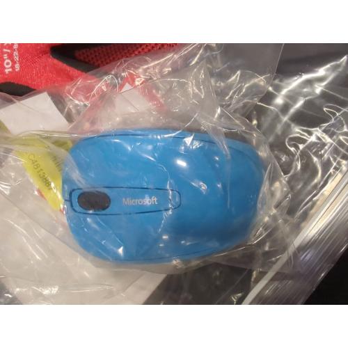 Microsoft Wireless Mobile Mouse 1850 - Cyan Blue . Comfortable Right/Left Hand Use, Wireless Mouse with Nano transceiver, for PC/Laptop/Desktop, works with Mac/Windows 8/10/11 Computers