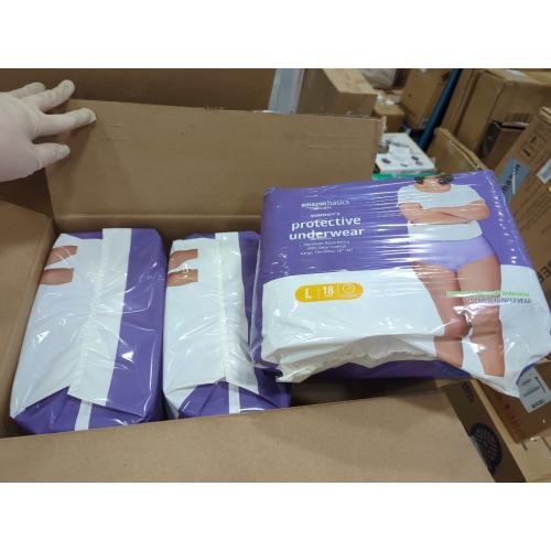 Amazon Basics Incontinence Underwear for Women, Protective, Disposable, Postpartum, Maximum Absorbency, Large, Lavender, 54 Count (3 Packs of 18)