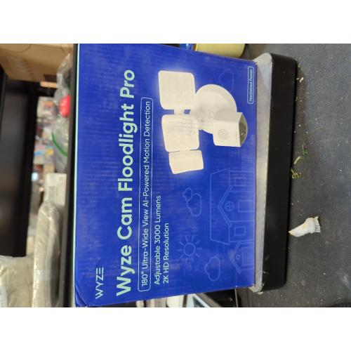 Wired Outdoor Wi-Fi Floodlight Pro Home Security Camera with 2K Resolution and App Control, Works with Alexa and Google