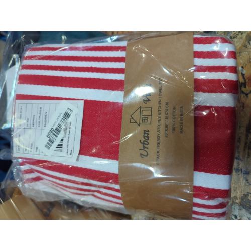 Urban Villa Kitchen Towels 100% Cotton Pack of 6, Highly Absorbent Quick Drying Super Soft Premium Dish Towels for Kitchen with Hanging Loop Hand & Tea Towels - 20x30 Inch, (Red & White, Striped)