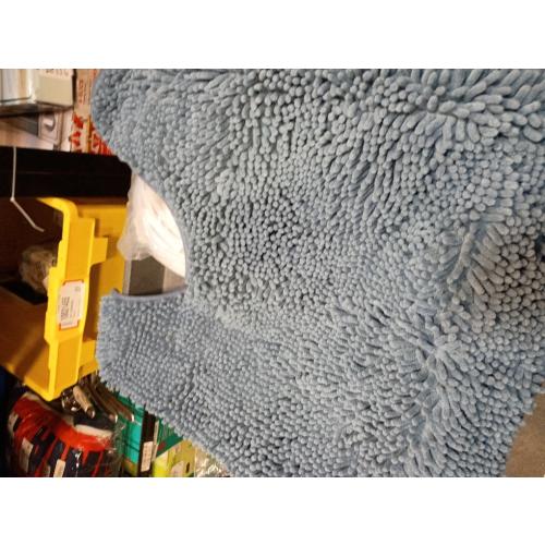 Reyox Chenille Toilet Rug U Shaped Bath Mat Misty Blue 19.7x15.7 | Non Slip Rubber Bottom, Absorbent Quick Dry Shaggy Bathroom Rug, Machine Washable Contour Bath Rugs for Toilet