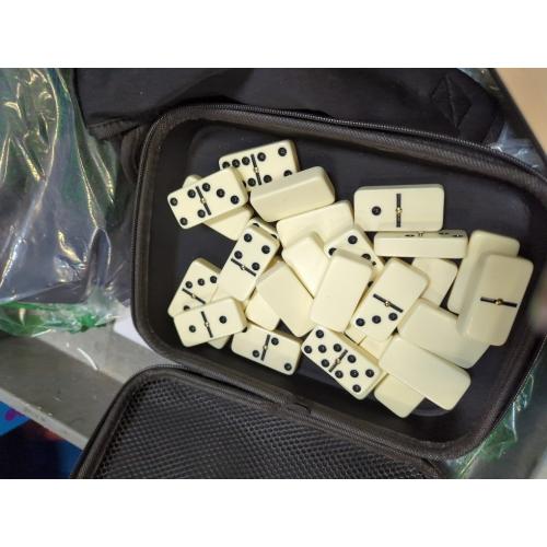 Dominoes Set Adults with 4 Wooden Racks/Trays Double Six Dominoes Travel Set with Portable Case Double 6 Dominoes Set with 4 Tiles Holders 28 Tiles Dominos Set Family Classic Board Games White