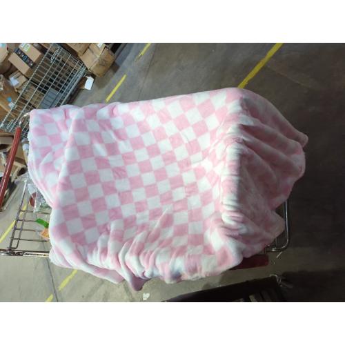 Pink Checkered Blanket, Ultra Soft Fleece Checkered Throw Blankets for Couch Bed and Travel, Luxury Throws for All Seasons, 50x60 Inch, Pink