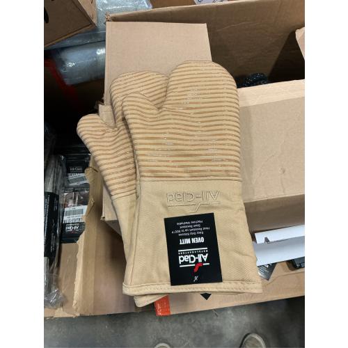 All-Clad Silicone Oven Mitts: Heat Resistant up to 500 Degrees - 100% Cotton & Silicone, 14x7 Oven Mitt for Kitchen and Barbeque, 2-Pack, Cappuccino