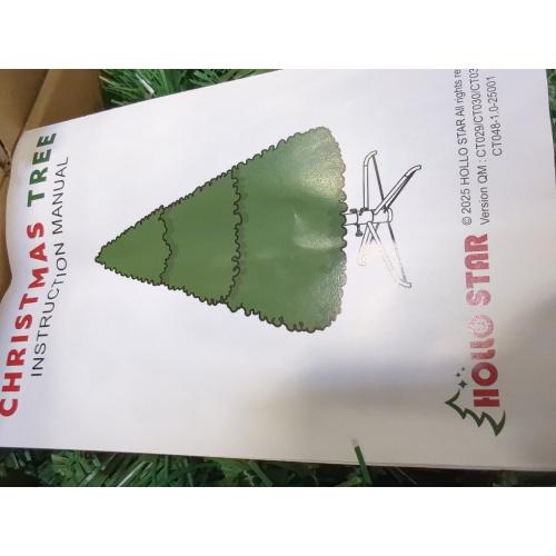 6ft Christmas Tree Green Premium Hinged Spruce Holiday Artificial Tree, Un-lit Automatic Open Easy Assembly & Party Decoration, Foldable Metal Stand