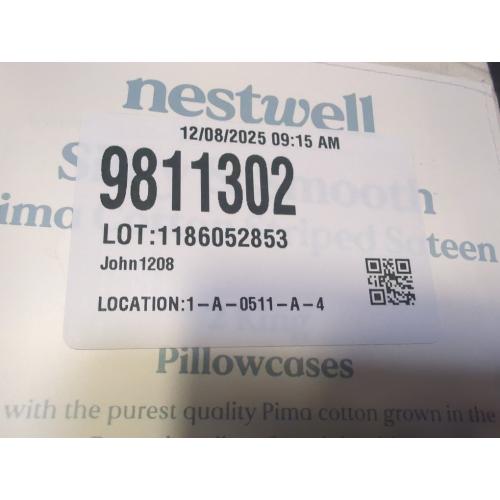 Set of 2 Size King Color beige Nestwell Pima Cotton Sateen 500-Thread-Count King Pillowcases in Birch Stripe (Set of 2)
