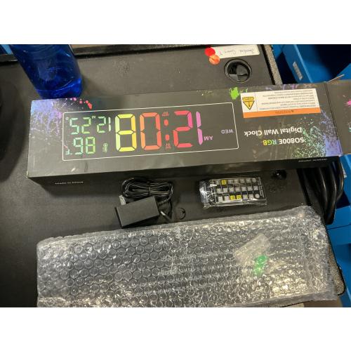 Digital Wall Clock Large Display 16, Digital Clock with 11 RGB Colors Changing Remote Control, LED Clocks with Night Lights for Living Room Bedroom Office Classroom Decor, Auto DST (Multicolor)