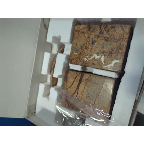 Bathroom Accessory Set Made from Natural Brown/Sand Stone - Bath Accessories Set of 3 Includes Soap Dispenser, Utility and Soap Dish