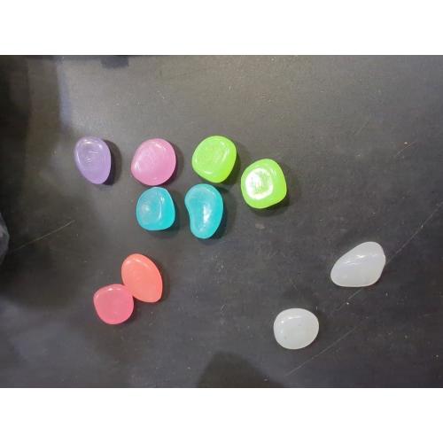 QTTLLI 10Pcs MediumGlow Pebbles Glow in The Dark Decorative Stones Rocks for Garden Path Walkway Yard Fish Tank, 1.7,Mixed Color