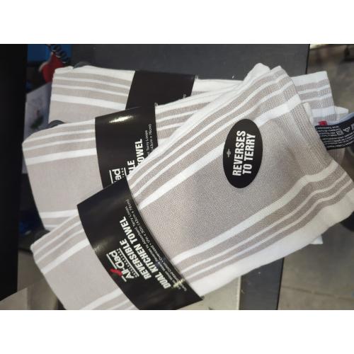 All-Clad Striped Dual Kitchen Towel in Titanium 3pk