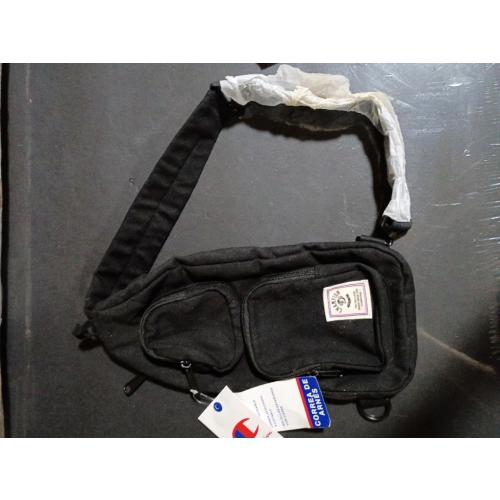 Champion Canvas Sling Bag Black Crossbody Travel Shoulder Bag with Multiple Pockets