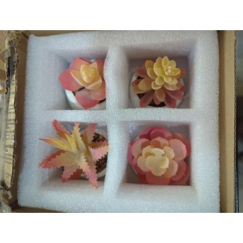 VIVERIE Mini Orange Artificial Succulent in Pots (White Ceramic, 4 Pot Set) Fake Plants for Indoors, Office Home Halloween/Christmas Decor Gifts-Faux Plant Gifts for Women