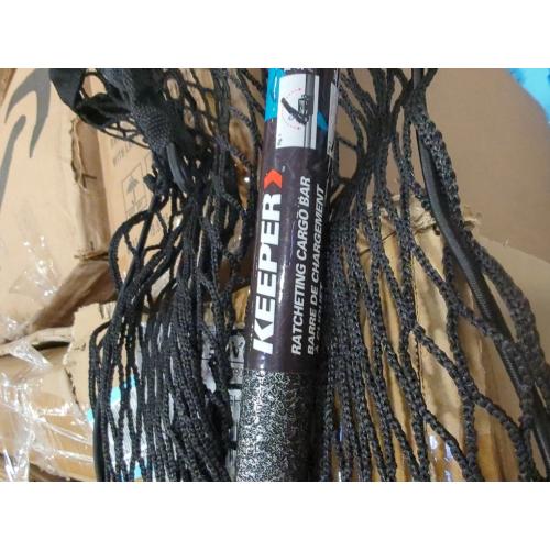KEEPER Ratcheting Cargo Bar - Rubber, Black/Silver, Adjustable from 40-120 - Comes with 70” x 178” Storage Net (5060), For Truck