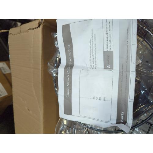 HOUSE AGAIN Corner Shower Caddy Tension Pole with Rotatable Shelves, 4 Ties Adjustable Shelves and 2 Hooks for Bathroom, Rustproof Shower Organizer and Storage, Pole Fit 43-114 Inch Height