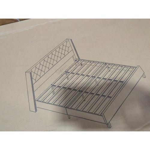 King Bed Frame Cream With Wingback Studs