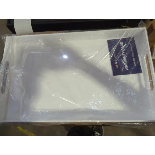 NIUBEE Acrylic Serving Tray 12x20 Inches -Spill Proof- White Decorative Tray Organiser for Ottoman Coffee Table Countertop with Handles