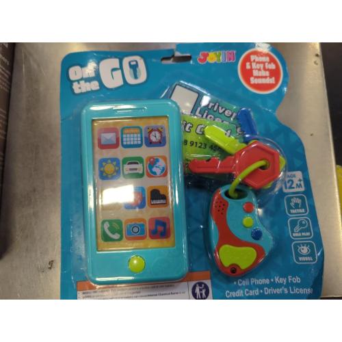 Pretend Toddler Play Phone, Learning Toy Phone Set,Keyfob Key Toy and Credit Cards Set, Kids Cellphone, Girls Boys Birthday Gifts for 1 2 3 Year Old,Baby Blue, Kids Presents, Easter Basket Stuffers