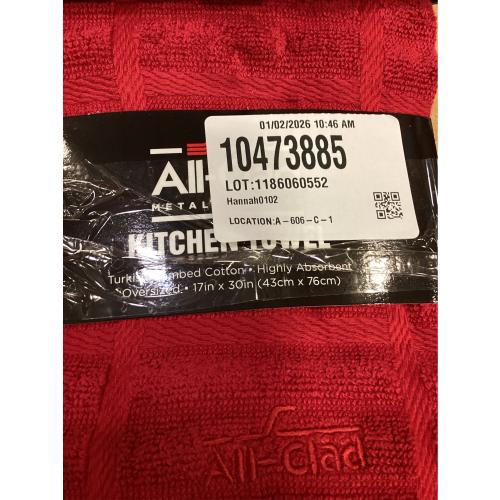 All-Clad Solid Kitchen Towel: Highly Absorbent, Super Soft Long Lasting - 100% Cotton, 17x30 Tea Towel for Cleaning & Drying Dishes, Pans, Glassware, or Countertops, (2Pack), Chili