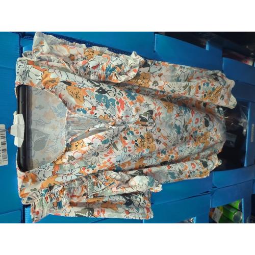 Size XL ..Women's Casual Chiffon Crew Neck Floral Print Ruffle Bubble Sleeve Blouse Fashion Loose Soft Summer Shirt Pullover Top