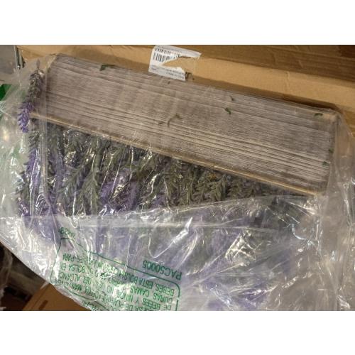 Fake Lavender Flower Arrangement in Rustic Rectangular Wood Planter Box Artificial Potted Lavender Plant for Gifts Farmhouse Wedding Centerpiece Kitchen Windowsill Table Shelf Indoor Greenery Decor