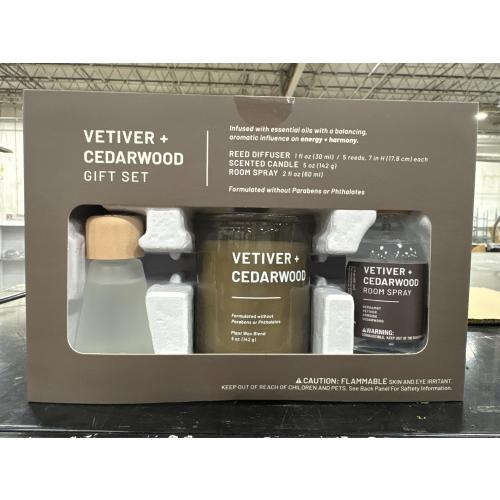 3pk Diffuser Candle Room Spray Gift Set Vetiver Cedarwood - Threshold™: Home Fragrance, Palm Wax Jar