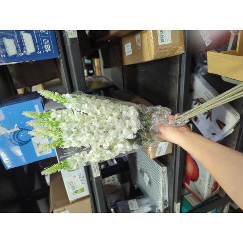 IPOPU 4PCS White Snapdragon Artificial Flowers Delphinium Artificial Silk Flowers Long Stem Hyacinth Fake Flowers for Wedding Home Outdoor Party Floral Arrangement Centerpiece Table Decoration (White)