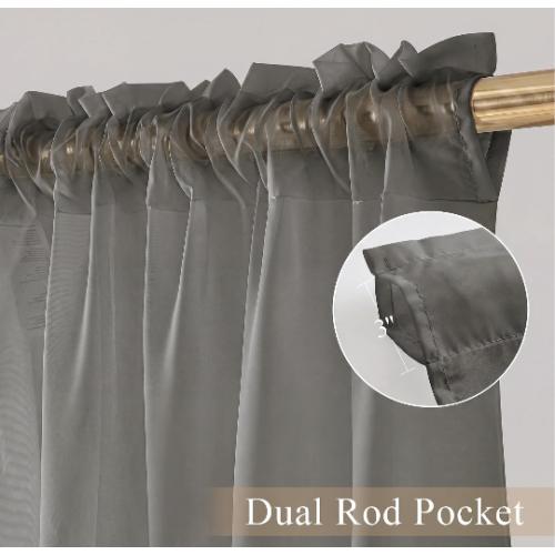 MIULEE Gray Sheer Curtains 90 Inches Long 4 Panels 54 x 90 Inches | Light Filtering, Rod Pocket, Voile Drapes, Living Room, Bedroom, Window Treatments