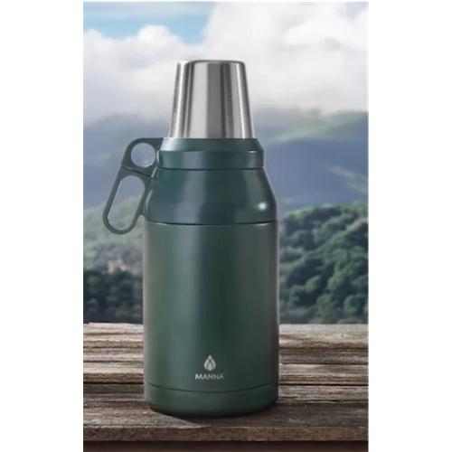 Manna 64oz Stack Jug with 4 Stainless Steel Cups – Insulated Tumbler Set (7 cups total) (color green)