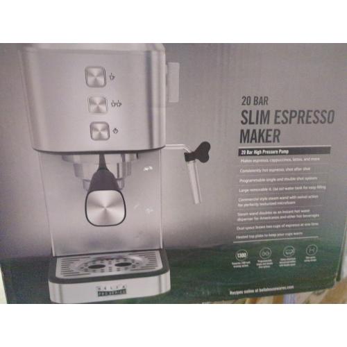 Silver Bella PRO - Slim Espresso Machine with 20 Bars of Pressure - Stainless Steel